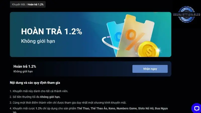 Chương trình hoàn trả trong khuyến mãi Bong99