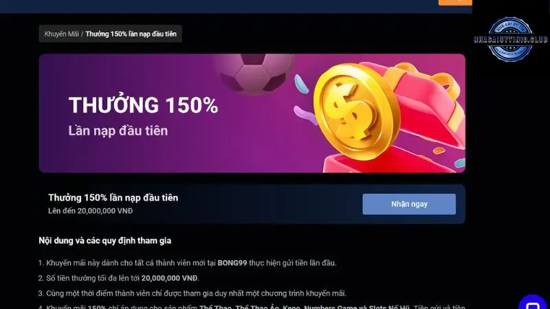 Khuyến mãi Bong99 dành cho người chơi mới