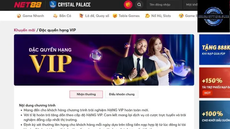 Khuyến mãi Net88 dành riêng cho thành viên VIP