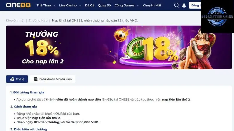 Khuyến mãi One88: Hỗ trợ người chơi lâu năm