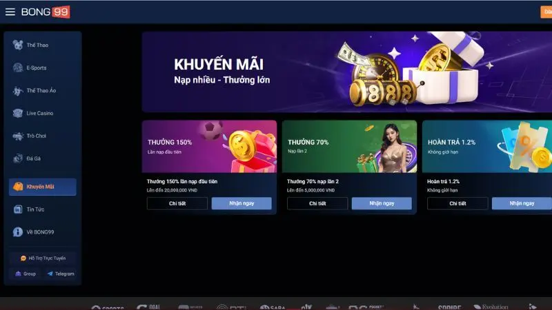 Khuyến mãi và ưu đãi tại Bong99